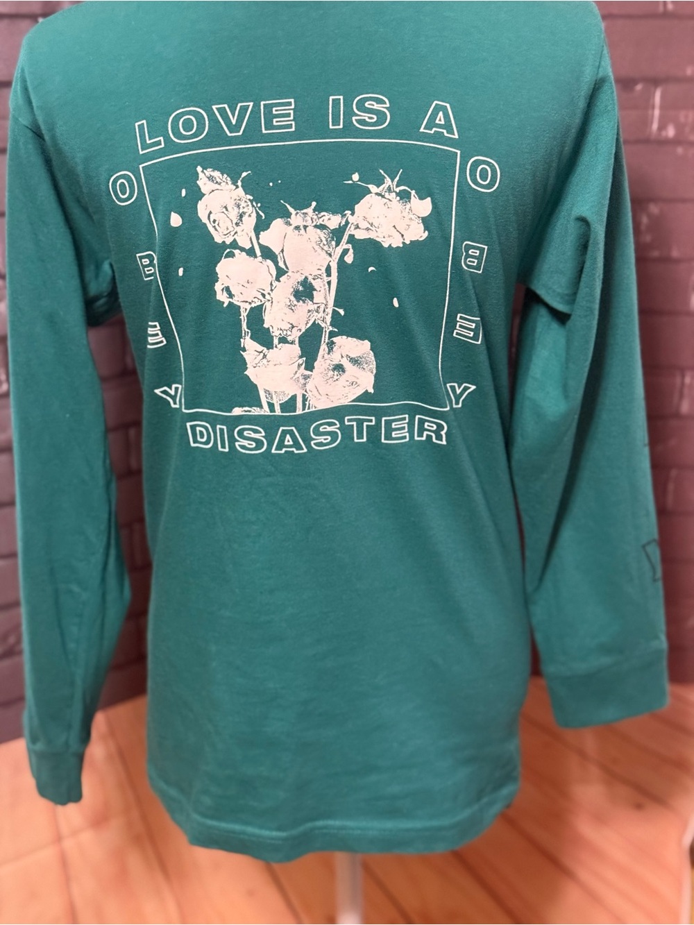 Obey Forest Green Long-Sleeve Tee with White Floral Graphic